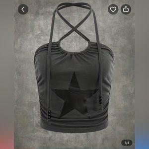 Star Print Halter Top, XXL